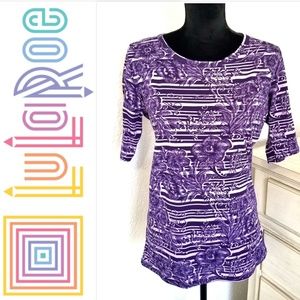 Purple flower and striped top ll LuLaRoe